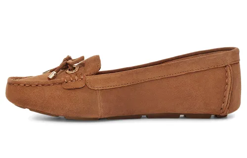 UGG ANSLEY Bow Glimmer Leather Casual Shoes Women's Chestnut