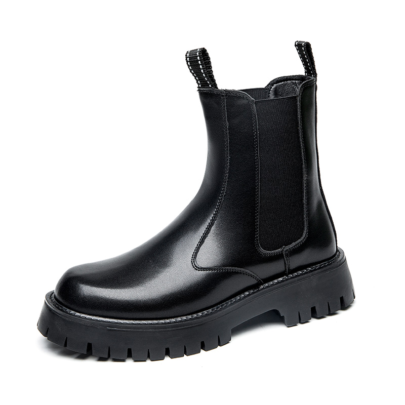 PLO CART Cow Split Leather Crew Chelsea Boots Men's Black