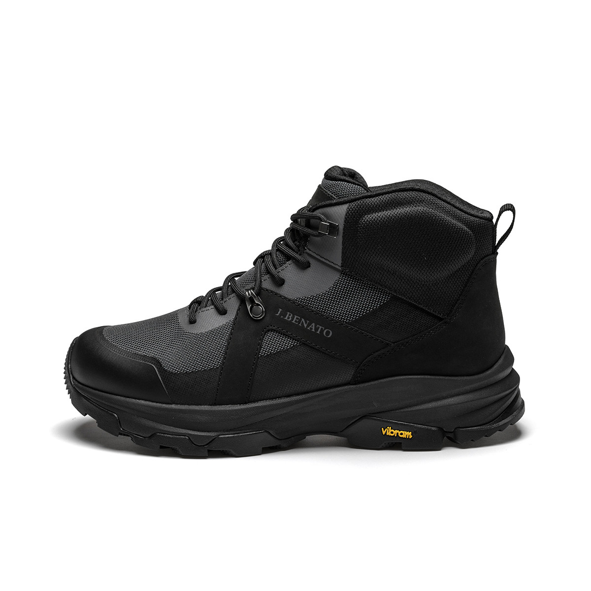 J.BENATO Fabric Abrasion Resistant Abrasion Resistant Mid top Hiking Shoes Men's Black+Gray