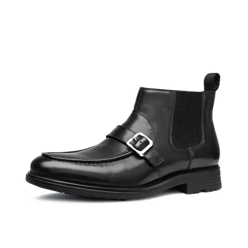 Chrisdien Deny Cow Leather Short Chelsea Boots Men's Black