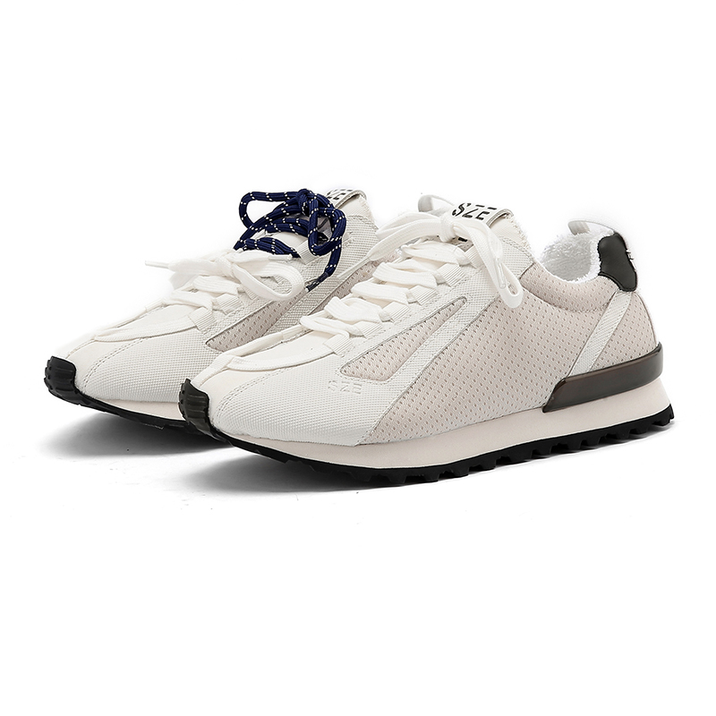 SZE Fabric Cushioning Lightweight Slip Resistant Low top Casual Running Shoes Unisex Ecru