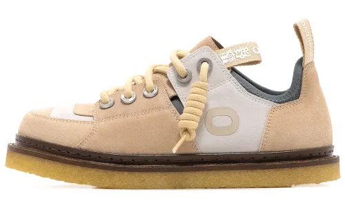 OETZI Cow Split Leather Low top Skateboard Shoes Unisex Khaki & Light Gray