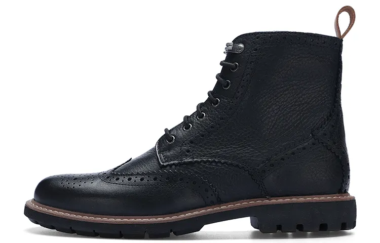 Clarks Leather Short Combat Boots Men's Black