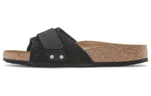 Birkenstock Suede Fashion Trend Slide Slippers Unisex Black Regular