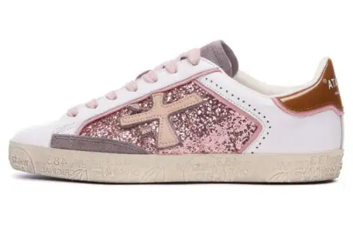 PREMIATA Steven Leather Fashion Low top Skateboard Shoes Women's White/Pink