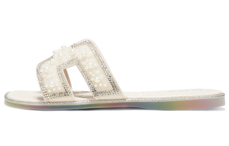OMS Composite Sole Stitching Slide Slippers Women's Beige