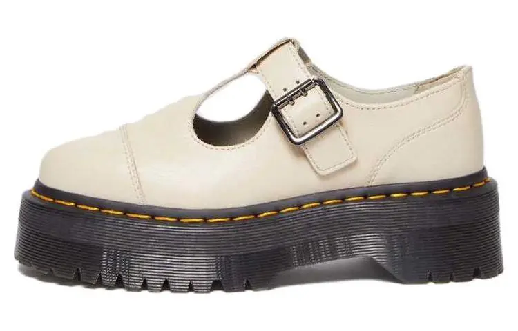 Dr. Martens Bethan Pisa Leather Platform Mary Jane 'Parchment Beige' Women's