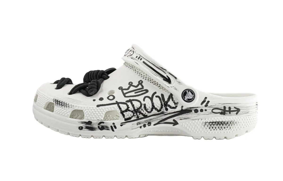 Crocs Classic Clog Big Eyed Cute, Fun Graffiti Clogs Unisex White