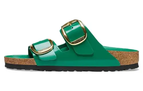 Birkenstock Arizona Big Buckle Leather Slide Slippers Unisex Green