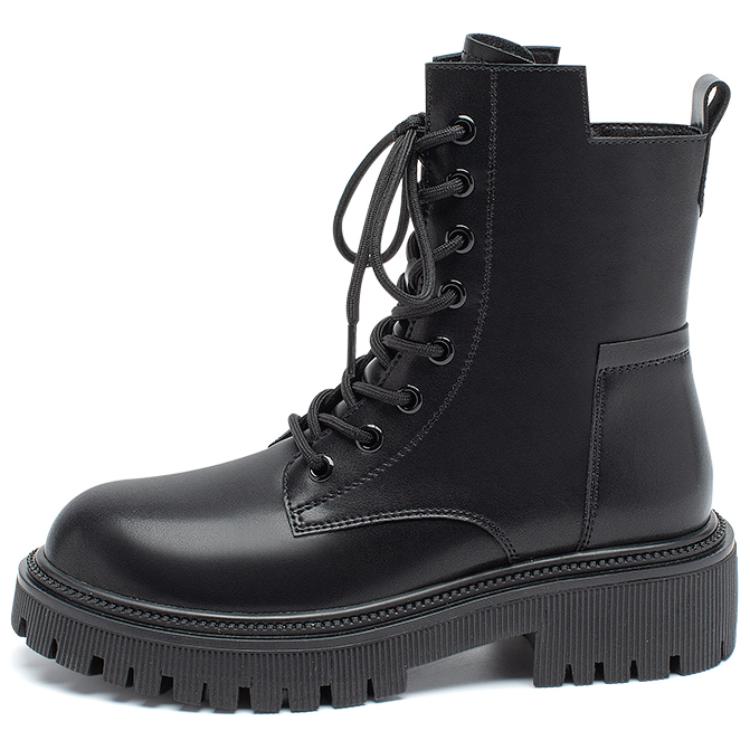 AGSDON Cow Split Leather Combat Boots 5cm Women's