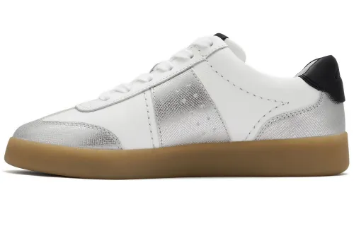 Clarks Cow Leather Low top Skateboard Shoes Women's Silver