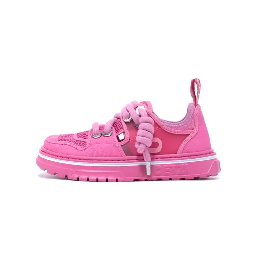 OETZI Fabric Stylish Skateboarding Shoes Women's Rose Red