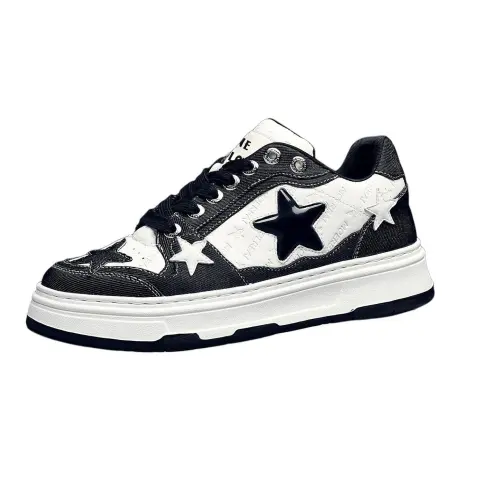 JANE HARLOW Breathable And Slip Resistant Low top Skateboard Shoes Men's White Black