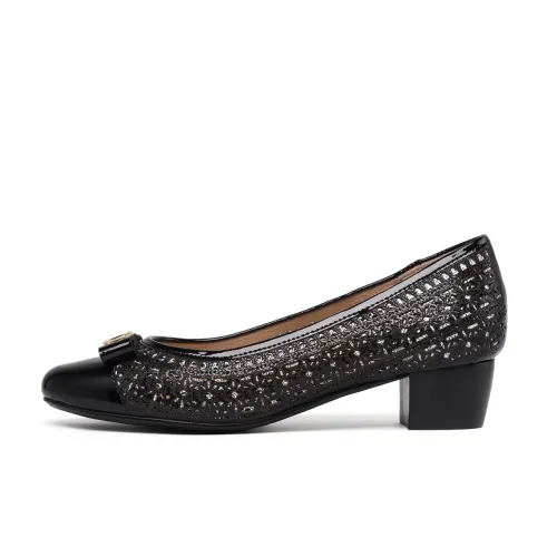 Chrisdien Deny Cow Leather Chunky Heel High Heels Women's