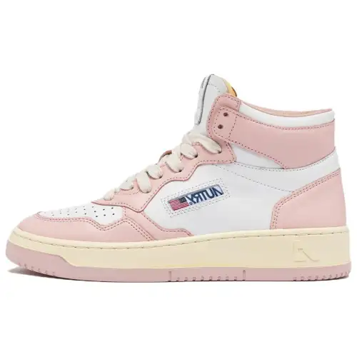 AUTRY Medalist Leather High top Skateboard Shoes Women's White Pink