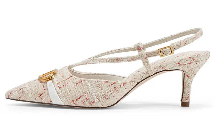 CHARLES&KEITH Pu Slim Heel High Heels 6.1cm Women's Milk White