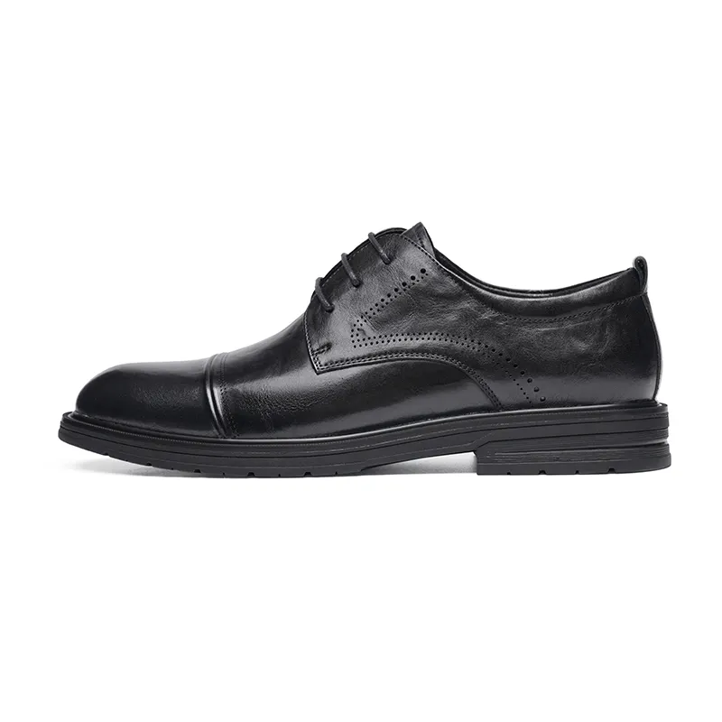 Red Dragonfly cow leather breathable British business genuine leather comfortable thick sole formal leather shoes men's batch 2=inner height increase
