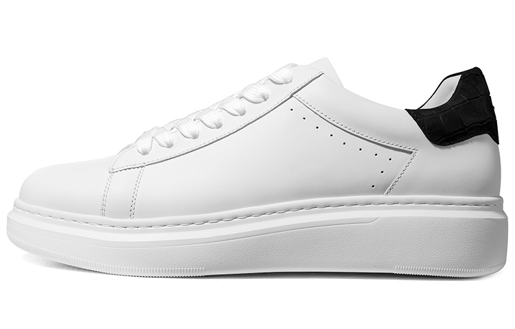 THOM WILLS Casual Versatile Black Heel Tab White Sneakers Skateboard Shoes Men's White