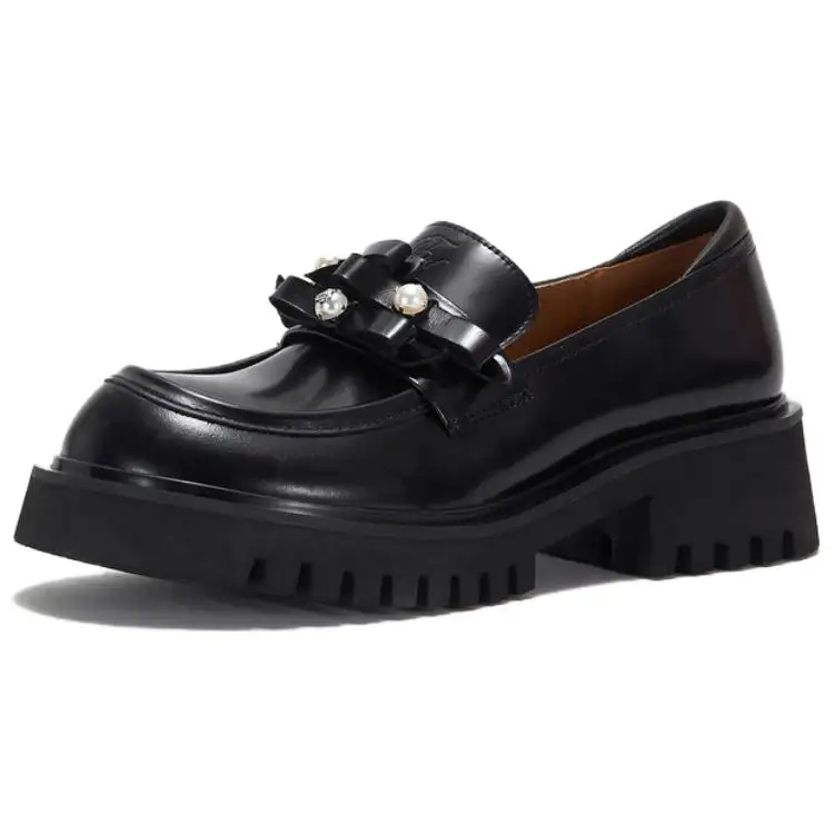 Teenie Weenie Cow Leather Loafers 5CM Women's Black