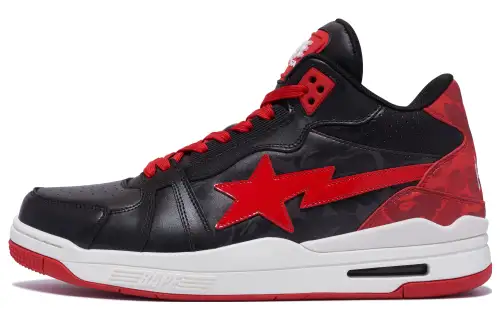 A BATHING APE Clutch Sta SK8 Mid top Casual Shoes Men's Black Red