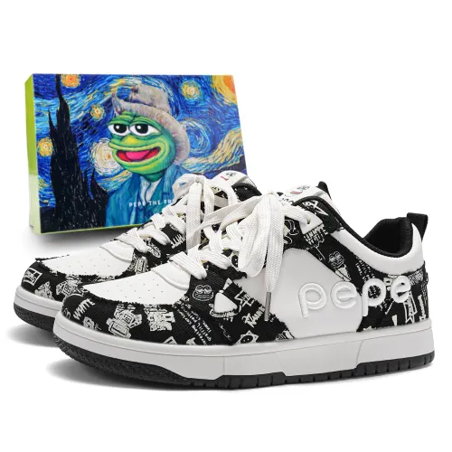 Pepe the Frog (pepe the frog) new campus street graffiti couple shoes comfortable canvas trendy cashew flower contrasting print niche casual versatile three-dimensional embroidery logo temperament commuting low-top sneakers same style for men and women