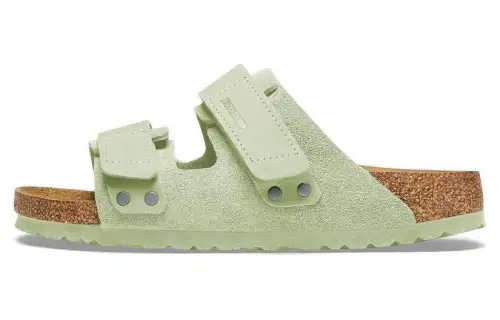 Birkenstock Suede Slide Slippers Unisex Yellow Green Regular
