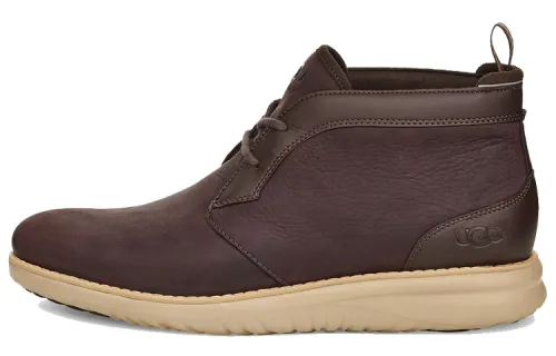 UGG Casual Leather Shoes Men's High Top Coffee