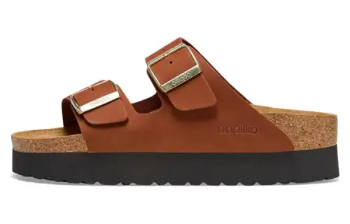 Birkenstock Suede Slide Slippers Women's Brown Narrow