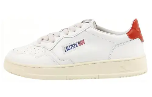 AUTRY Leather Low top Stylish Skateboarding Shoes Men's White Red