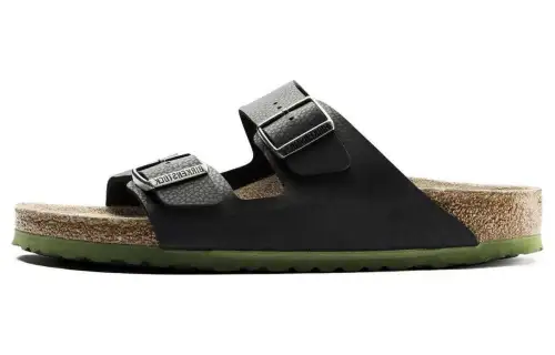 Birkenstock Leather Slide Slippers Unisex Black