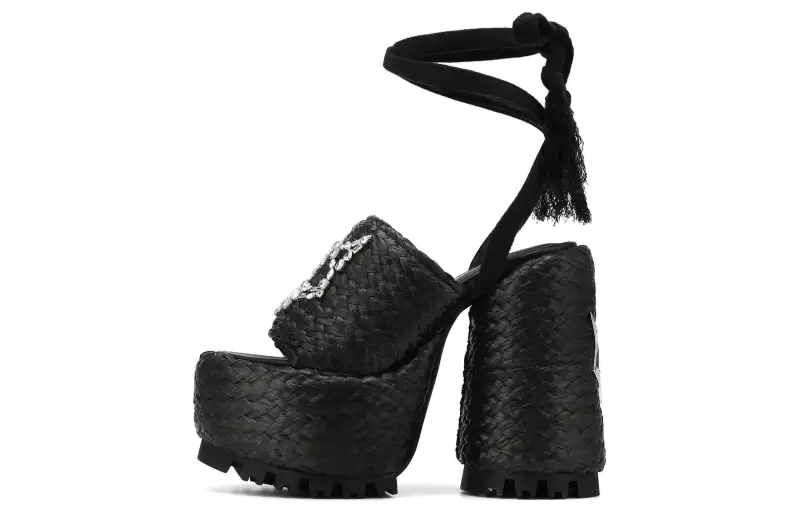 Naked Wolfe Beach Leather One Strap Sandals 14.5cm Women's Black