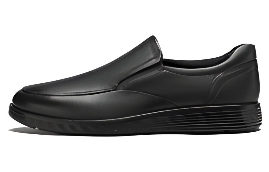 Ecco Lightweight Mixed Cow Leather Casual Shoes Men's Black