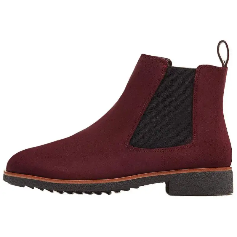Clarks Cow Leather Short Chelsea Boots 1.5cm Women's Burgundy