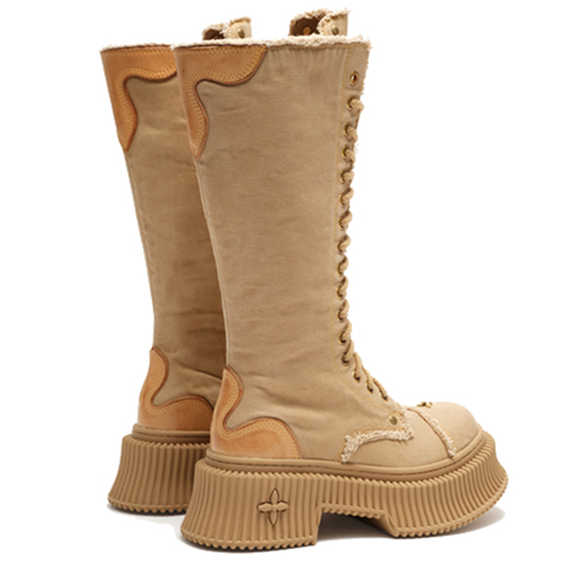 SMFK Knee high Boots Low top Women's Wheat