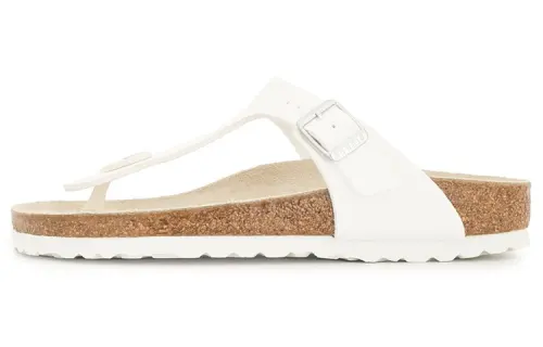 Birkenstock Gizeh Rubber Sole Abrasion Resistant Abrasion Resistant Flip Flops Unisex White Brown