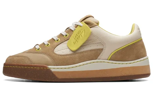 Clarks Split Cow Leather, Top Grain Cow Leather Low top Skateboard Shoes Men's Brown Yellow
