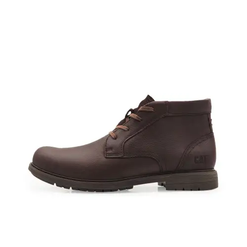 CAT Cow Leather Thermal Waterproof Abrasion Resistant Cushioning Slip Resistant Short Outdoor Boots Men's Coffee