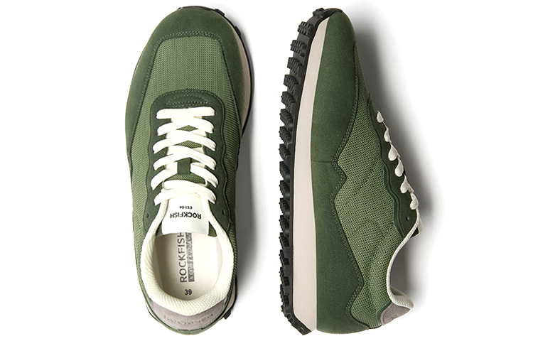 Rockfish Textile, Synthetic Leather Low top Running Shoes Unisex Green