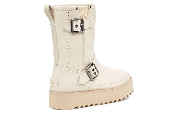 Женские ботинки UGG Classic Rebel Biker Short (бежевые) — фото 4