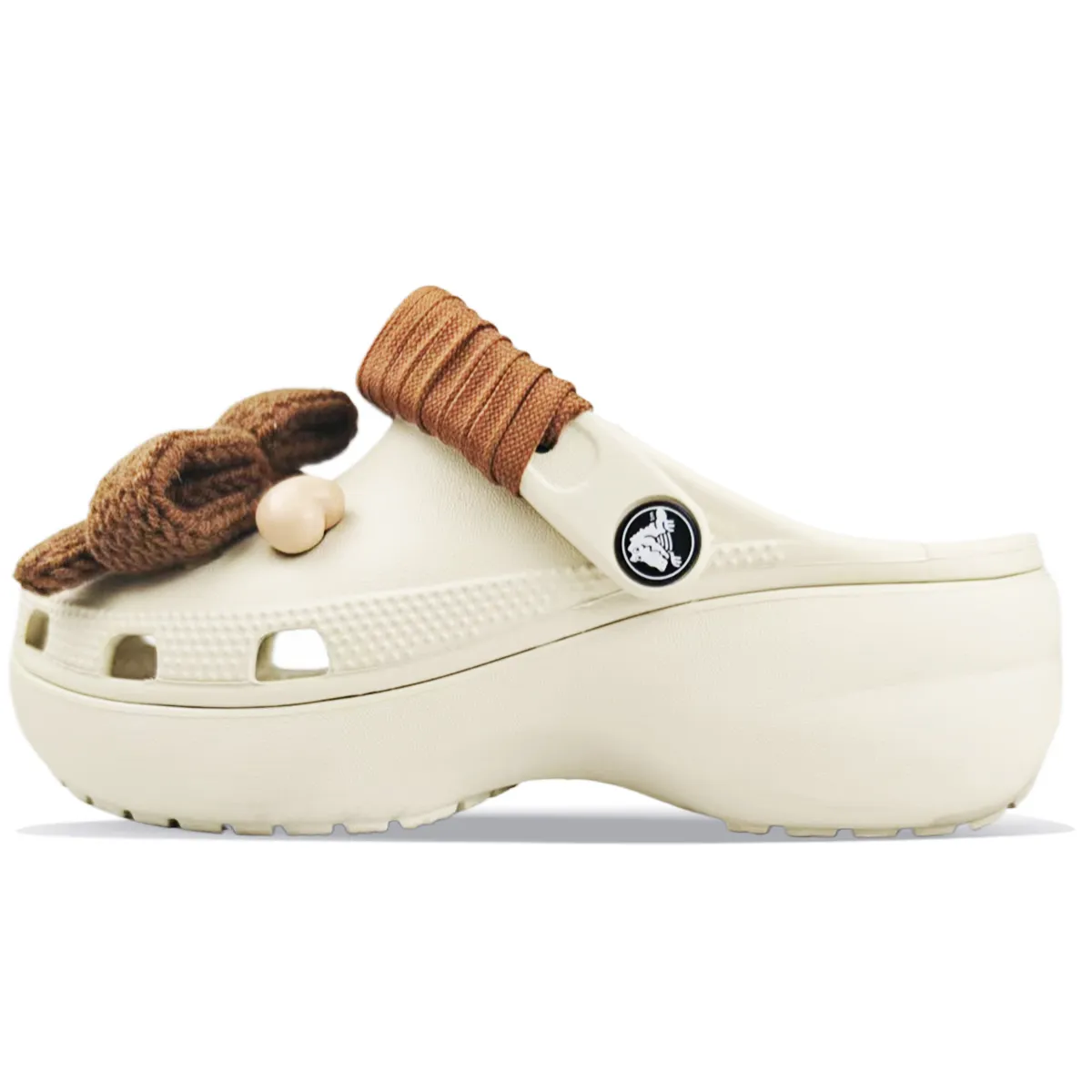 Crocs Classic Platform Clog BNK Bear Cookies EVA Clogs Women's Bone White