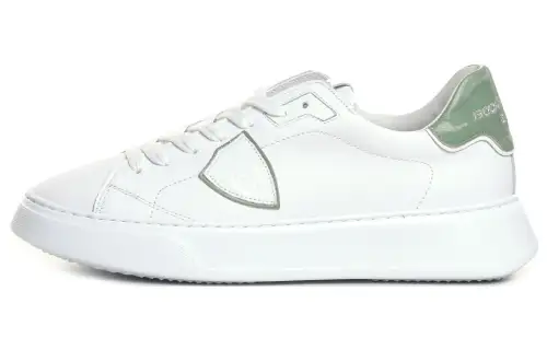 PHILIPPE MODEL Cow Leather Stylish Skateboarding Shoes Men's White Green