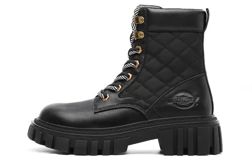 Dickies British Style Fashion Versatile Short Mid Calf Combat Boots Women's Black