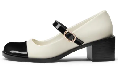 CHARLES&KEITH Small Ck Pu Chunky Heel Mary Jane Shoes 5.1cm Women's