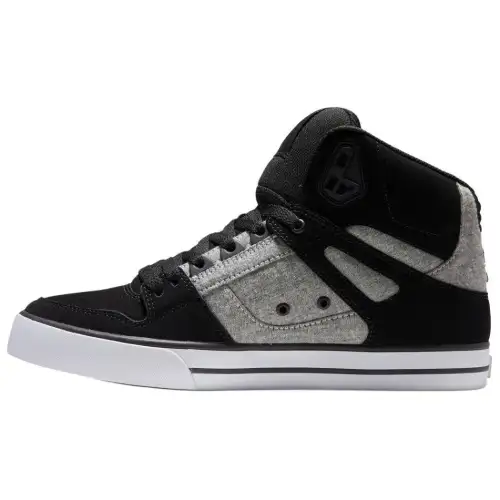 DC Shoes Pure Se Leather Comfortable And Trendy High top Skateboard Shoes Men's Black Gray
