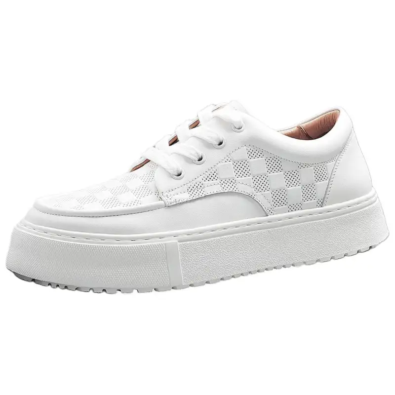 JANE HARLOW Top Grain Cow Leather Low top Skateboard Shoes Men's White