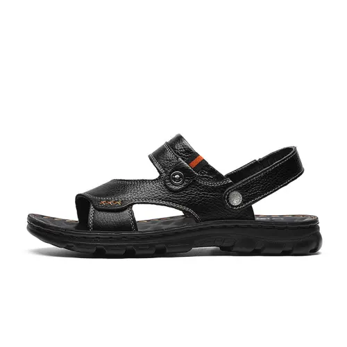 CARTELO Driving Slippers Shoes Top Grain Cow Leather Beach Sandals Men's