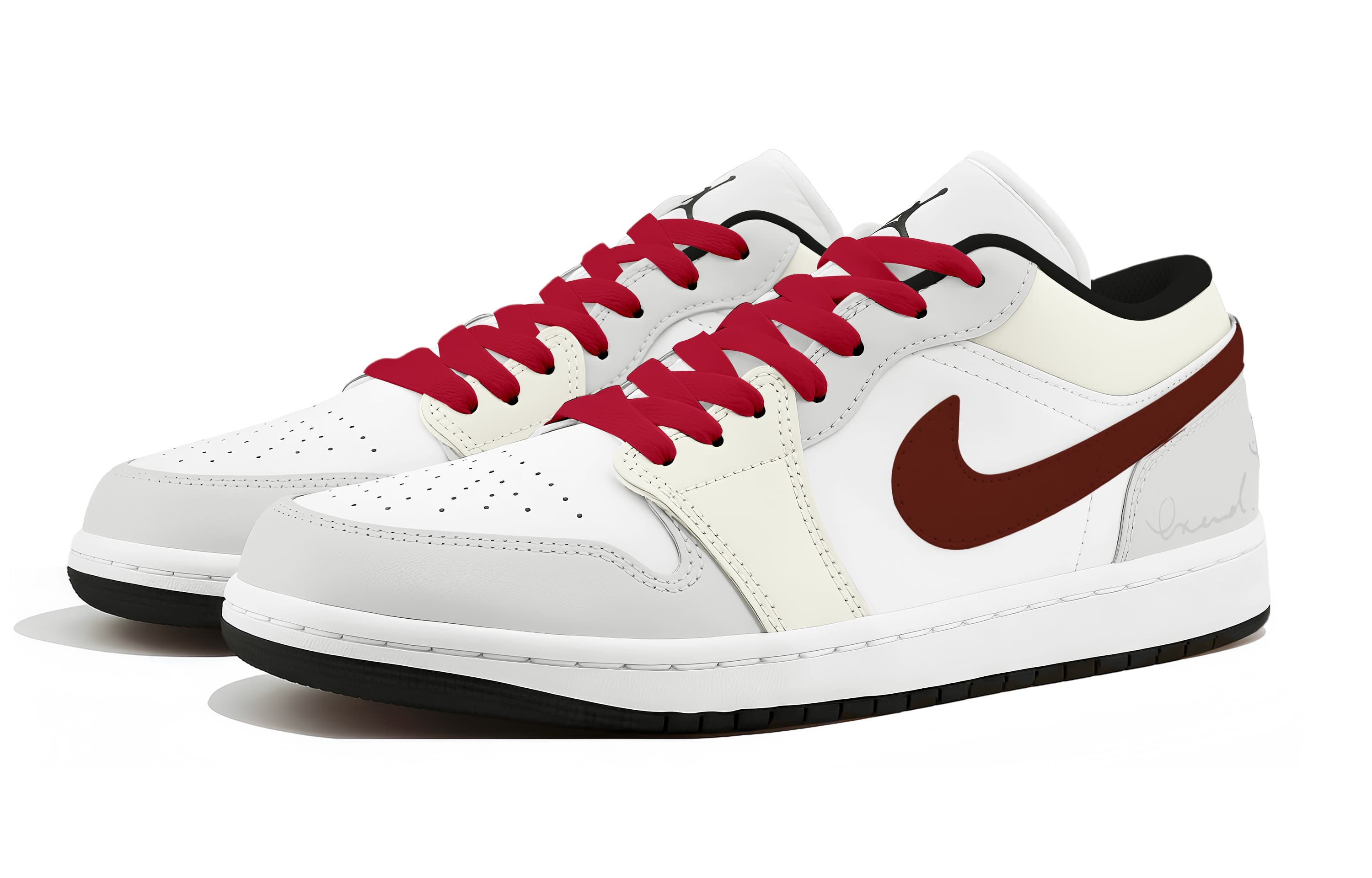 Jordan Air Jordan 1 Low top Vintage Basketball Shoes Unisex Red White