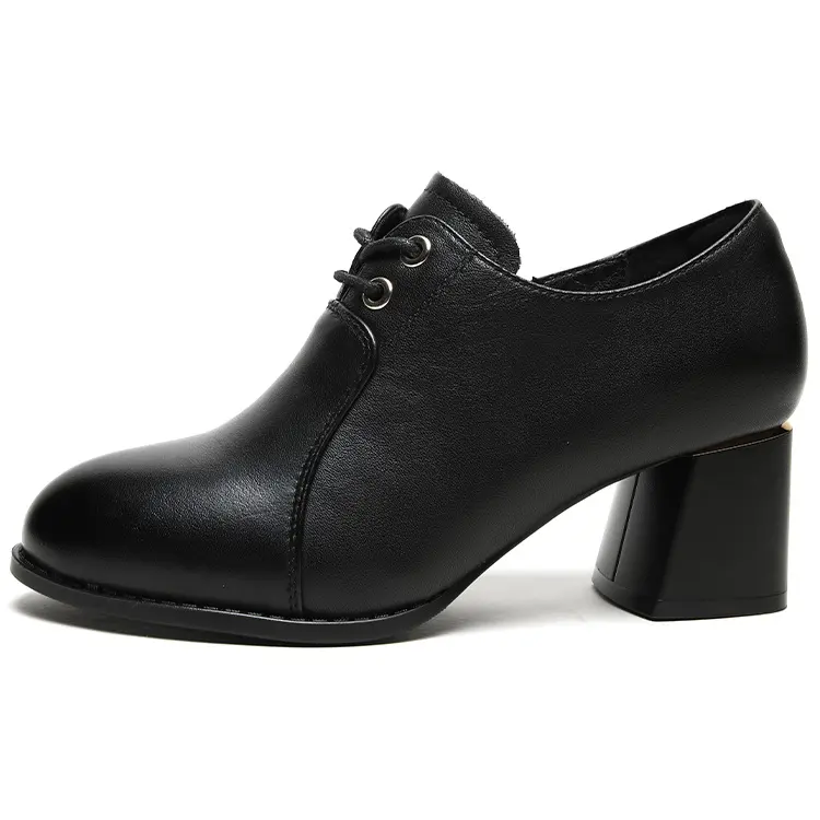 Mulinsen first-layer cowhide, fashionable, elegant, casual and versatile for ladies, classic, non-slip, wear-resistant, soft sole, comfortable, taller and slimmer, thick heels, high heels, 6.0cm, women's style
