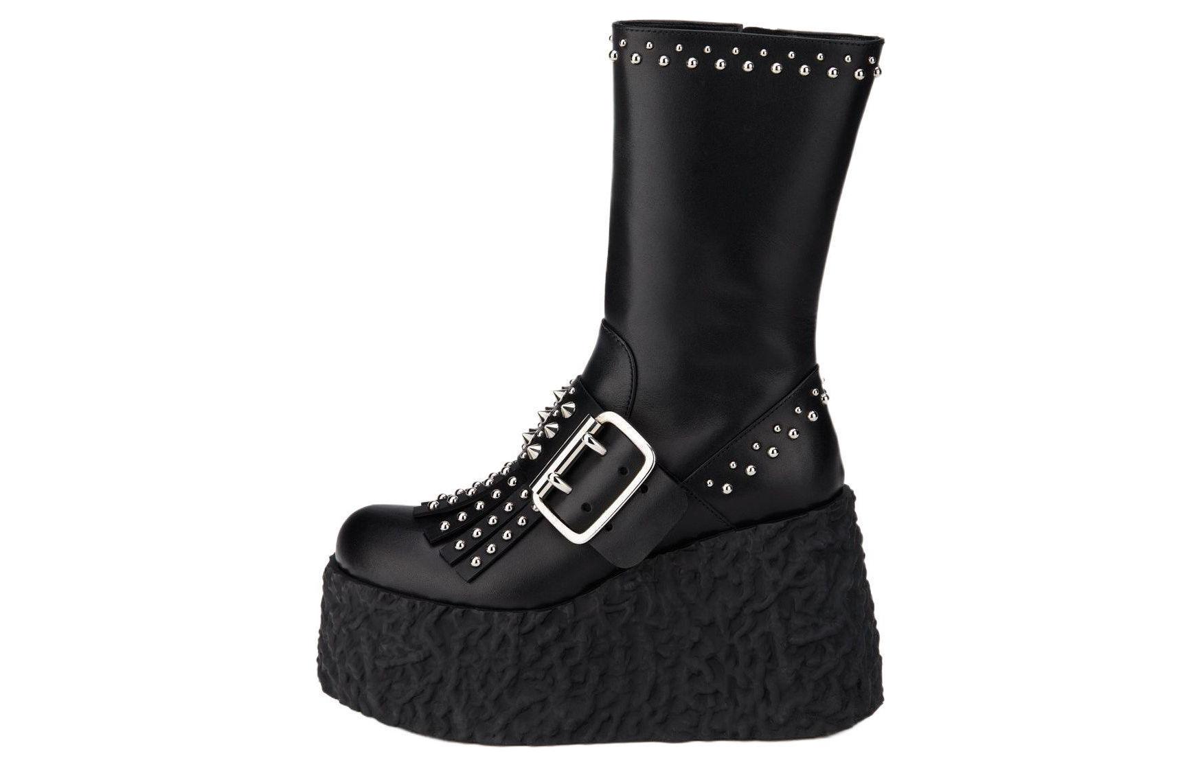 AGL Leather Ankle Boots 12cm Women's Black