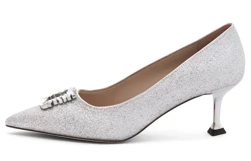 CHARLES&KEITH Slim Heel Mary Jane Shoes 6CM Women's Silver